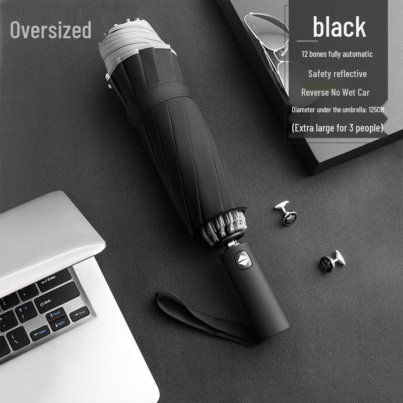 Extra Large Automatic Windproof Reflective Reverse Umbrella for Men