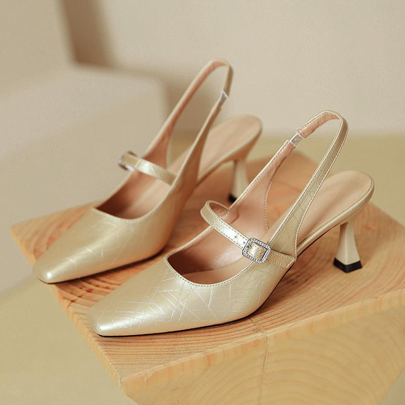 

Босоножки Baotou на высоком каблуке женские 2025 новая летняя французская модель Мэри Джейн туфли-лодочки серебристые с ремешком на шпильке 40 золотой