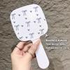 Portable Bow Cute Pink Mirror Comb Handheld Mirror Comb Extracted Integrated Hair Brush Massage Styling Tool Make Up Mirror