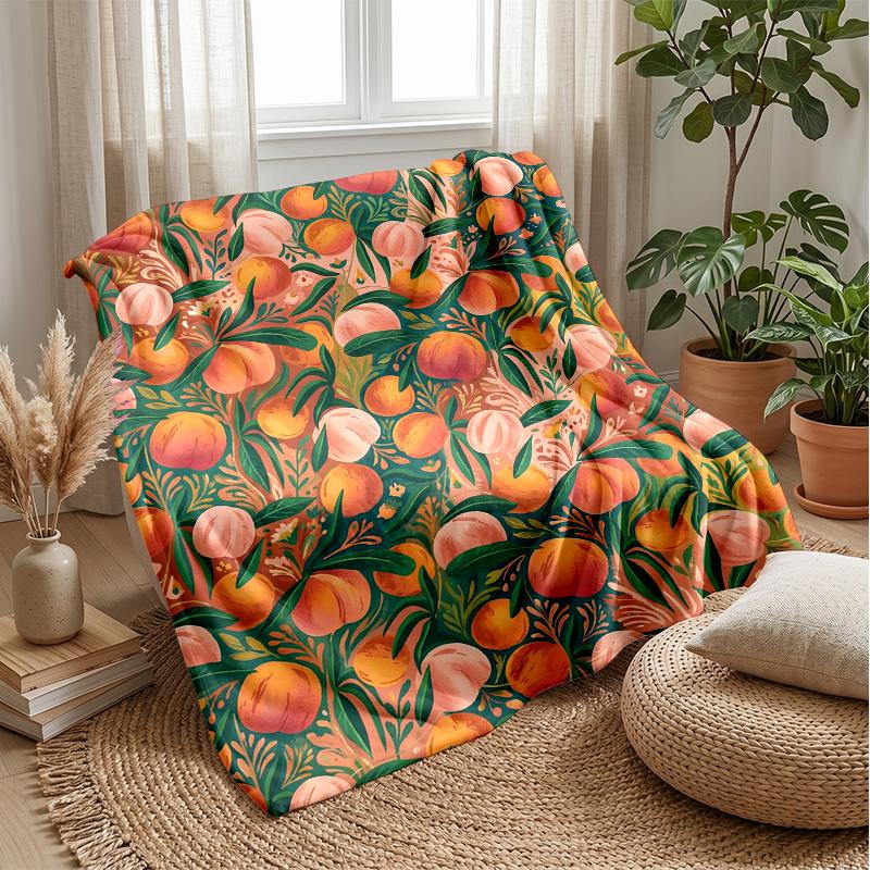Oranges in Motion Theme blanket Lightweight Warm Flannel Blanket Decorative Throw Blanket for Home Decoration