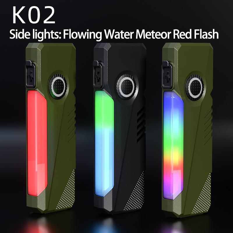 Triple Light Source EDC Flashlight (K01/K02)-Super Bright White LED,Green Laser Pointer & 365nm UV Light for Currency Detection,Camping, Maintenance