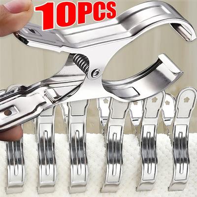 1-10PCS Stainless Steel Clothespins Quilt Bed Sheet Clips Multi-purpose Windproof Clothes Drying Hangers Laundry Clothes Pegs