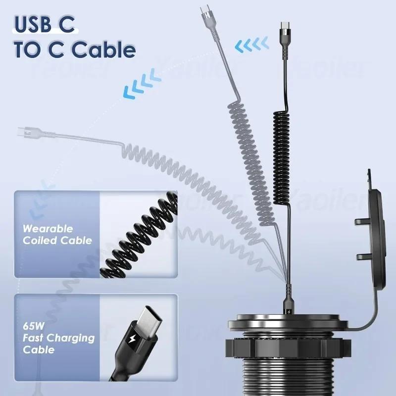 12V USB C Charger Outlet Aluminum Car Charger Socket Dual PD and Dual QC3.0 Car USB Port for Boat Marine Truck RV Motorcycle