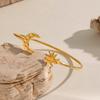 Xia Ling Titanium Steel Sun Moon Open Bangle - Elegant European-American Design for Women's Luxury Fashion.