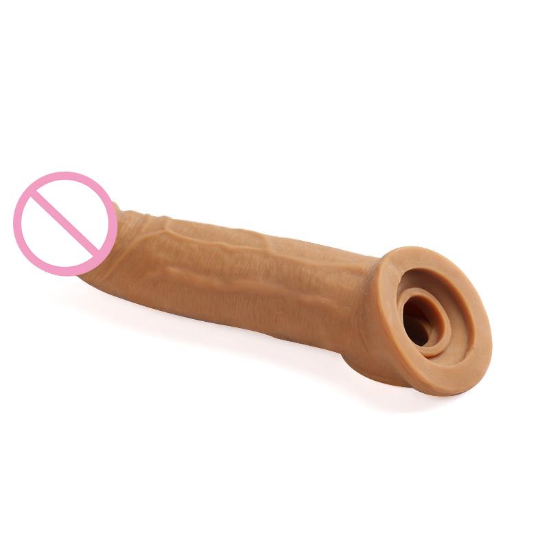 Wiederverwendbarer Penis-Seelve-Extender, Penisvergrößerung, Verzögerung der Ejakulation, realistischer Dick Sleeve Girth Enhancer, Sexspielzeug für Männer
