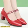 Scarpe da Donna alla Moda in Pelle, Tacco Chunky, Tacchi Alti Versatili, Scarpe Leggere e Comode in Pelle Morbida