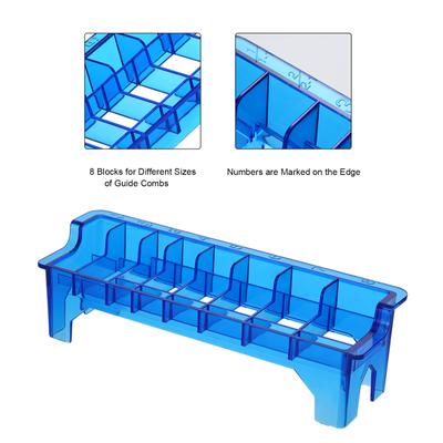 Organisateur Plastique de Peignes Guides de Tondeuse 8 Blocs Étui de Rangement Support Rectangulaire pour Peignes Guides de Tondeuse à Cheveux