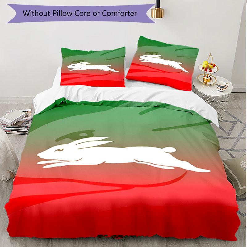 3pcs Duvet Cover Set (1*Duvet Cover + 2*Pillowcase, Without Core), South Sydney Rabbitohs Print Soft All‑Season Bedding Set, Home Bedroom Decor Gift