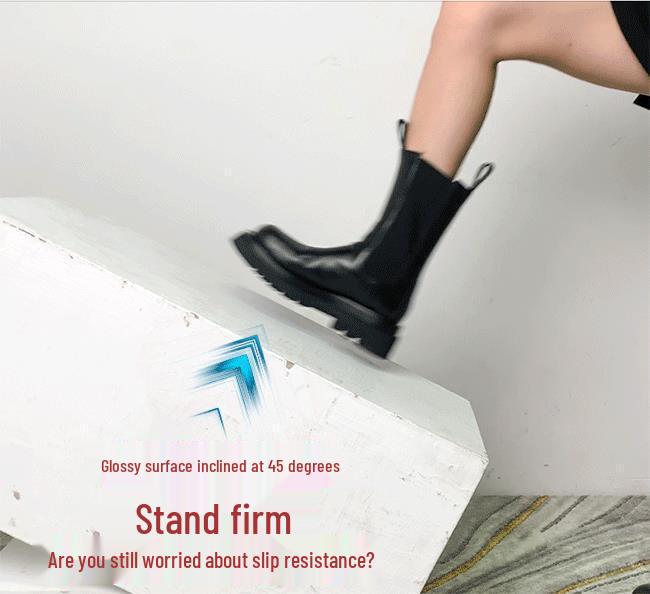 Mona Martin 2025 Damen Chelsea Mid-Calf Stiefel - Herbst/Winter, mit Samt, dicksohlig, Übergröße 41-43
