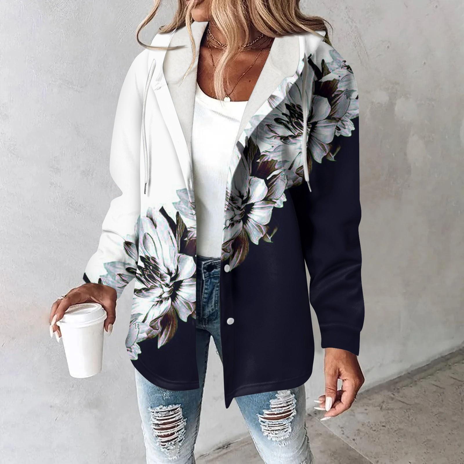 

Толстовки женские зимние теплые толстовки на пуговицах с капюшоном и завязками на шнурке с принтом куртка пальто XXXL чёрный