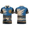 Neues Vintage Uruguayanisches Gaucho-Stil Print Polohemd Sommer Outdoor Freizeit Atmungsaktiv Herren Oberteile Grasland Muster Kragen Kleidung