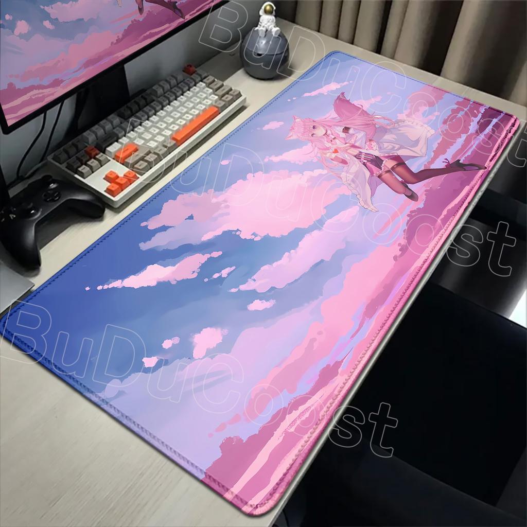 Cute Pink Anime Girl Hakui Koyori Mouse Pad Kawaii Hololive Large Table Mat Laptop Keyboard Pad XXL Mousepad PC Gamer Carpet Mat