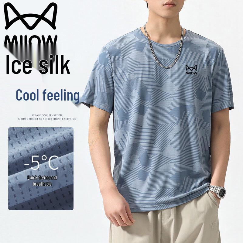 MiiOW Men s Ice Silk Short Sleeve T-Shirt L