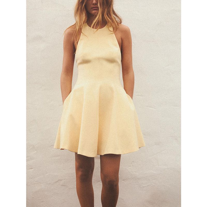 Summer Women's Clothing French Style Open Back Wavy Style Width Ornaments Collar Short Dress 2858777 4772355