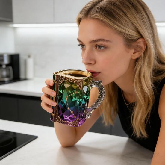 Book-Shaped Coffee Mug with Secret Lock Unique Bibliophile Tea Cup for Hot Cold Drinks Home Library Decor Collectors Fantasy Lovers Gifts