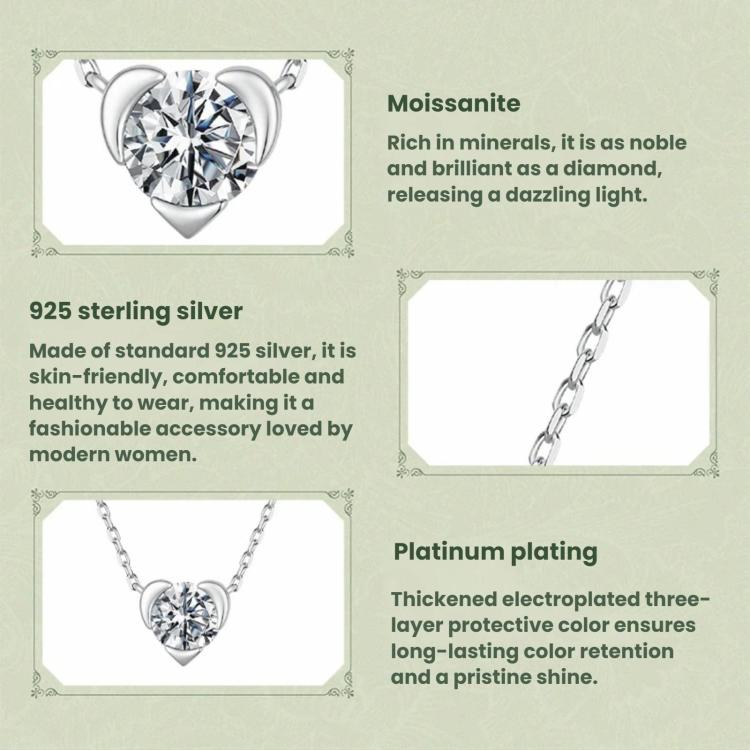 S925 Sterling Silver 1-Carat Classic Heart-Shaped Moissanite Necklace