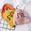 Warm Winter Stripe Embroidered Bear Autumn Korean Style Caps Women Beanies Wool Hat Knitted Hat