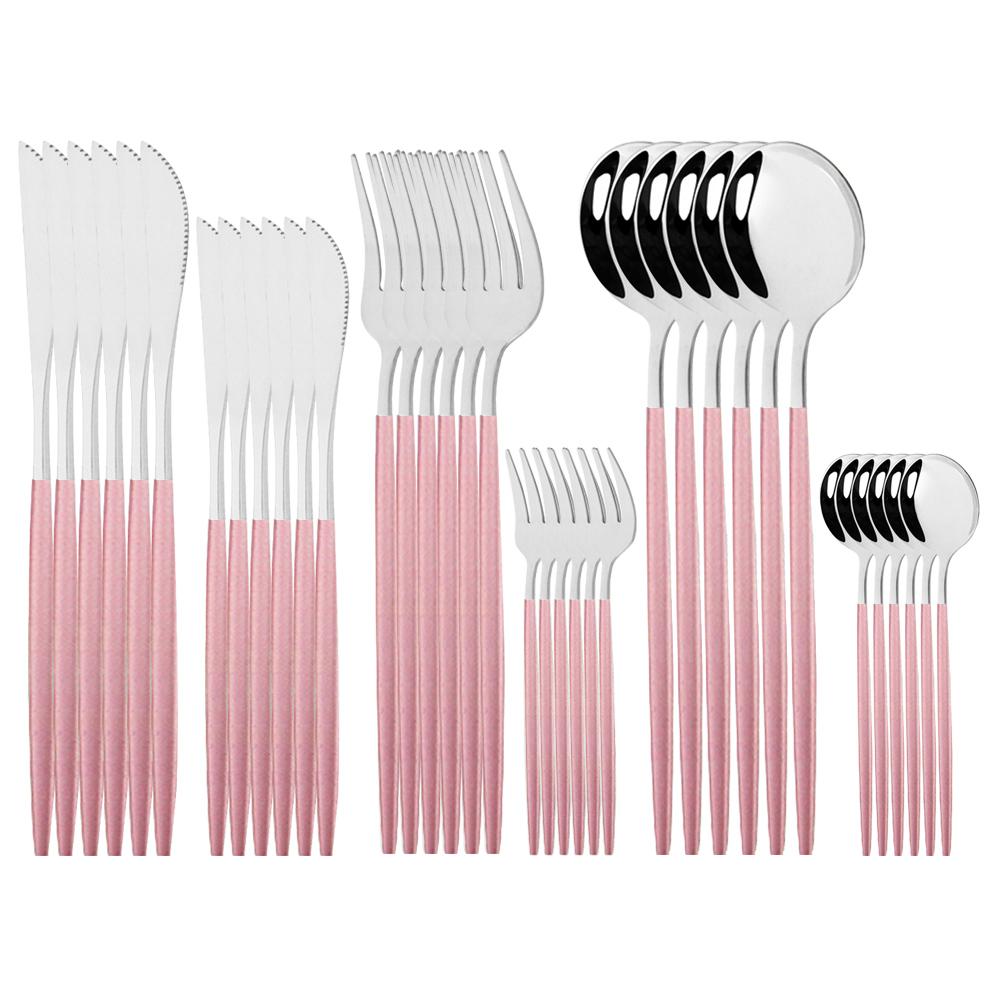 36Pcs Stainless Steel Mint Gold Dinnerware Set Dessert Knife Cake Fork Coffee Spoon Cutlery Set Kitchen Tableware Silverware Set