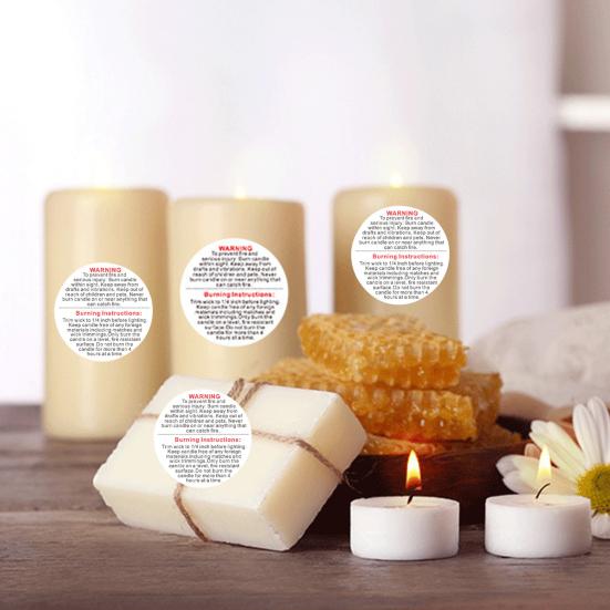 500Pcs/1Roll Candle Warning Labels Wide Applications Warning Easy to Paste Round Black And White Warning Labels for Bedroom
