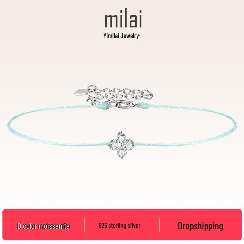 

Lucky Star Moissanite Red String Bracelet: Versatile S925 Silver Design for Everyday Wear Clover Bracelet (Green String)