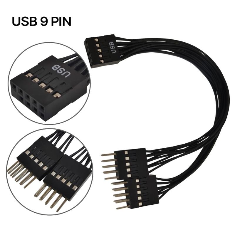 10CM 1 auf 2 USB 9pin Splitter Adapter Computer Mainboard Internes Kabel 9pin USB Verlängerungsanschluss