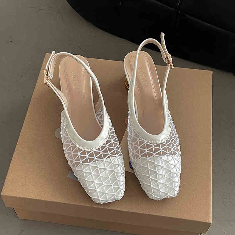 Nowe Letnie Ażurowe Damskie Sandały Modne Czółenka na Imprezę Damskie Buty Muły w Dziwnym Stylu Singback