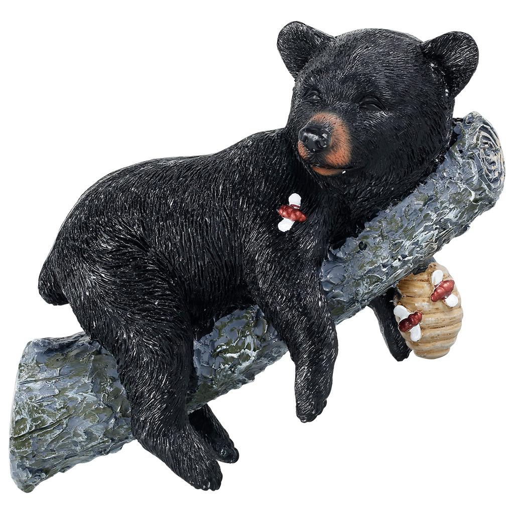 Black Bear Garden Ornament Waterproof Resin Creative Black Bear Figurine Simulation Animal Garden Decoration for Indoor Outdoor