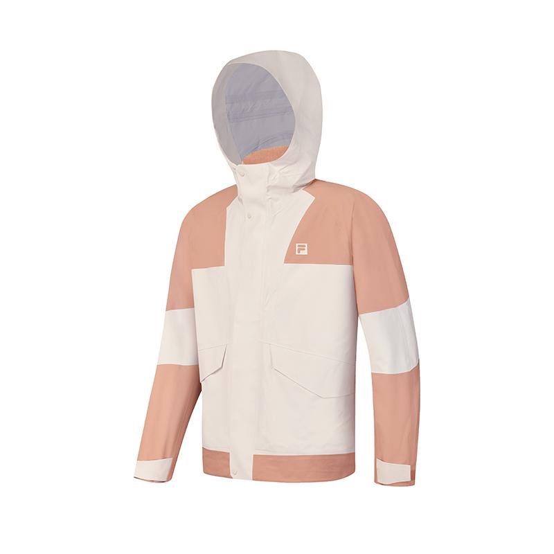 Men's Jacket FILA Waterproof And Windproof To Keep Warm Windbreaker Jacket Unisex Light Beige Khaki