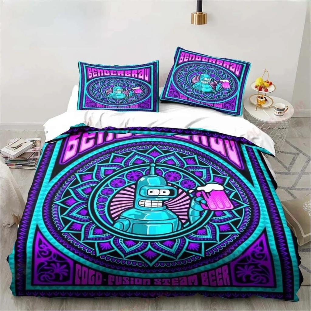 Tecknad Futurama Bender Affisch Sängkläder Set Lakan King Twin Dubbel Barnsängkläder Set Mikrofiber eller Polyester Påslakan Set