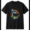 Airbrush Tiger Shark Mens T-Shirt Sea Ocean Black 100% Cotton Nature Graphic Tee