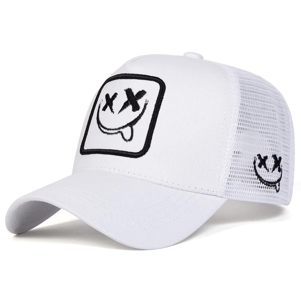 Unisex XX Smiling Face Embroidery Baseball Net Caps Outdoor Adjustable Spring and Summer Casual Sunscreen Hat