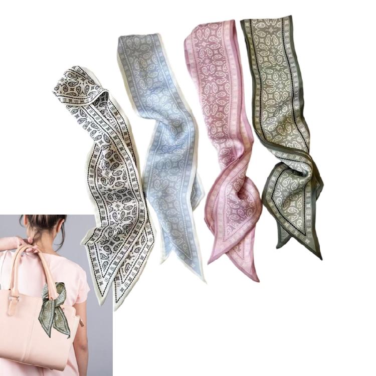 Stylish Floral Scarf Neckwear for Women, Adjustable Size Photo Props Silk Feeling Multicolored Scarf Photo Props