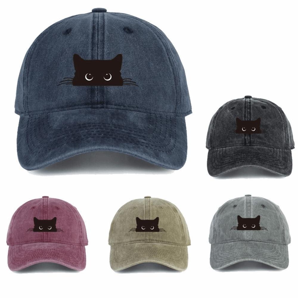 Sunscreen Cat Print Baseball Cap Peaked Cap Cotton Baseball Cap Casual Cartoon Baseball Hat  Summer