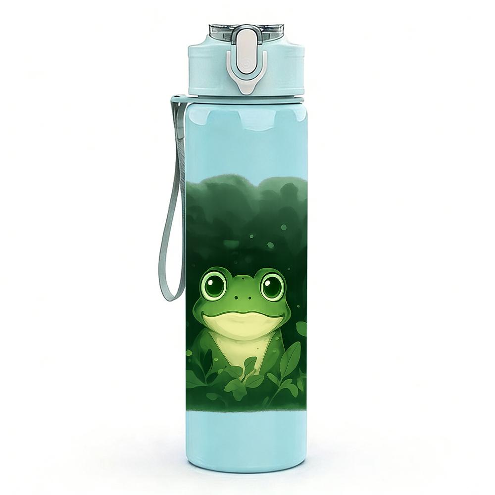 1 PZ Rana Verde Foresta Scuro Figura 750ml Plastica Colorata Borraccia Sportiva Tappo a Flip Anti-perdita con Cannuccia Per Sport Ufficio Uso Domestico