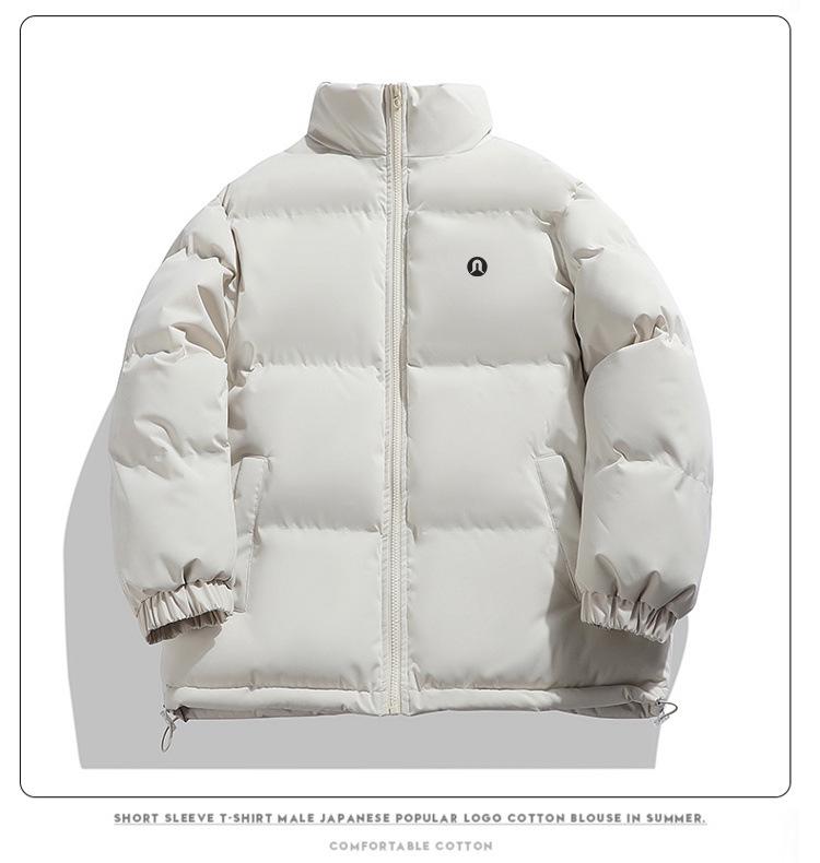 Lulu Men's 2025 Casual Cotton Padded Stand Collar Bread Jacket - Thick, Loose, and Warm for Winter