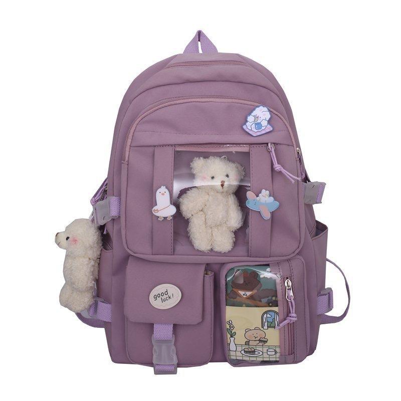 Schoolbagins wind large capacity high school student schoolbag female Korean version Harajuku ulzzang cartoon backpack junior high school backpack