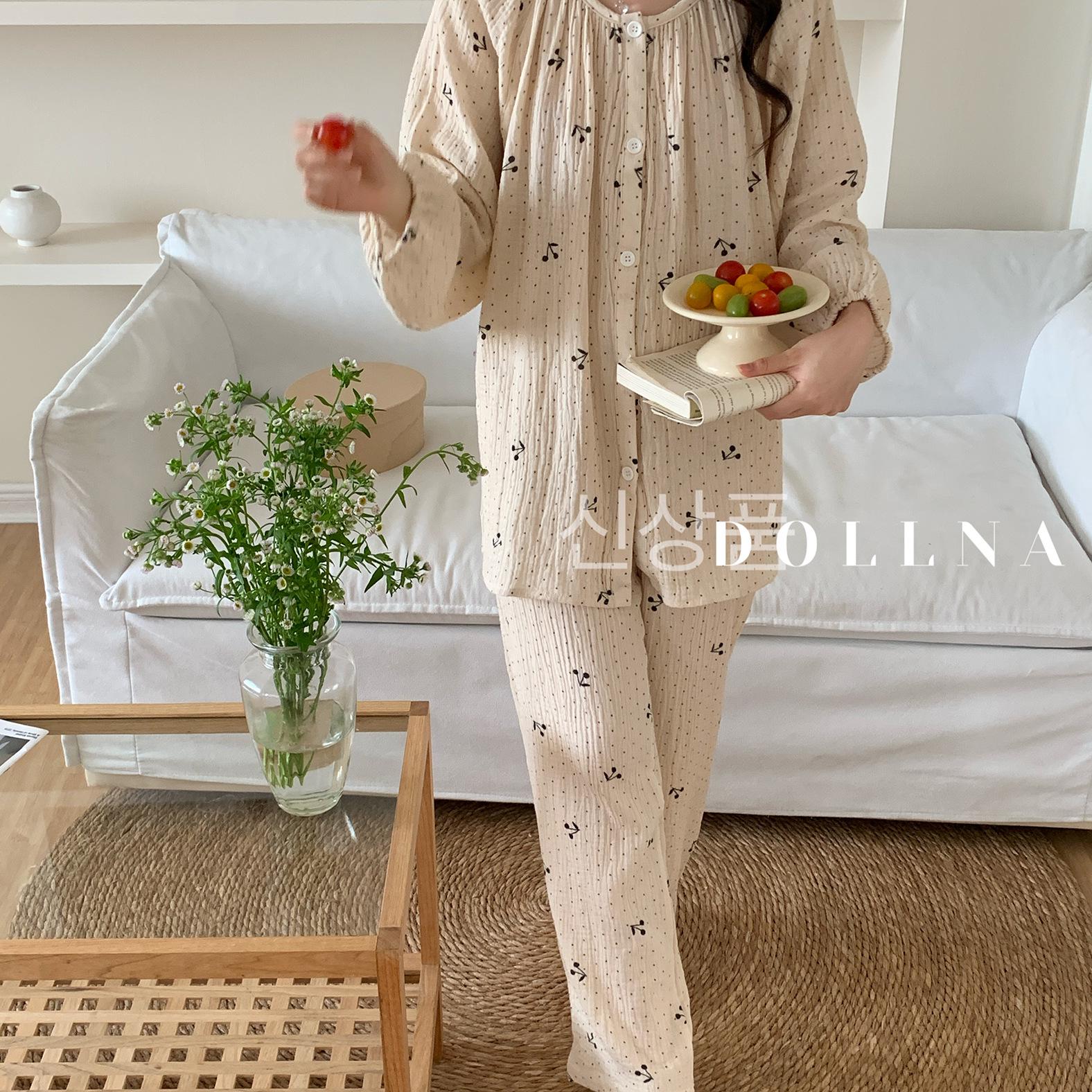 2026 Spring/Summer Women s Crinkled Double-Layer Combed Cotton Pajamas F (suitable for 90-145 lbs)
