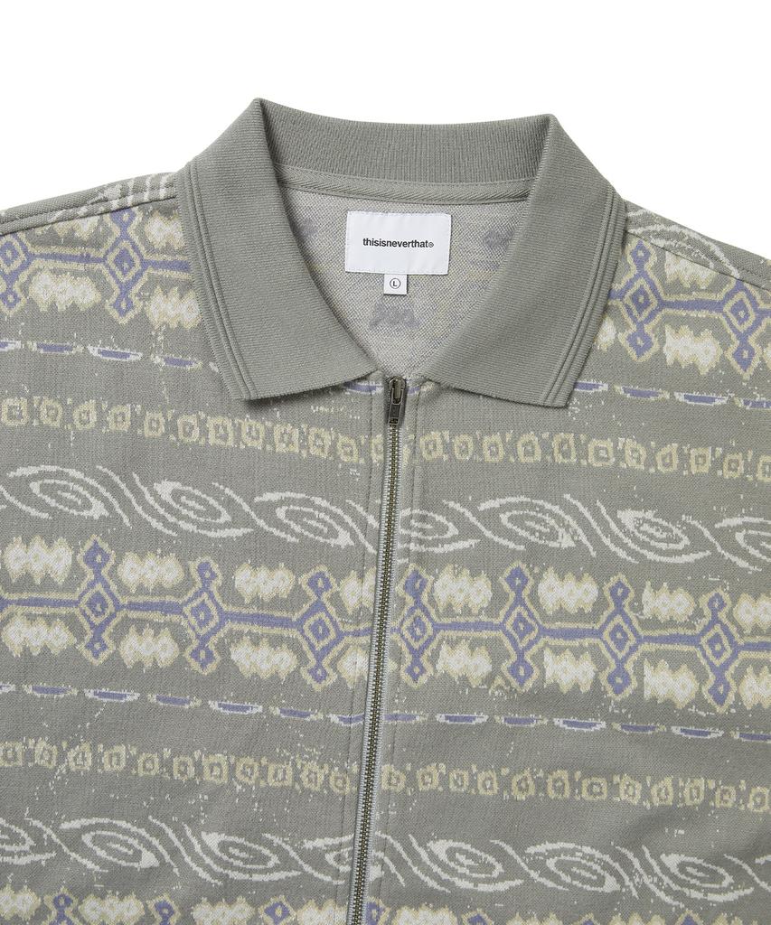 THISISNEVERTHAT Jungle Jacquard Zip Up Top Gray