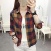 Women's Long Sleeve Retro Plaid Shirt - Korean Hong Kong Style, Loose Fit, Large Size, Spring/Autumn Casual Jacket.