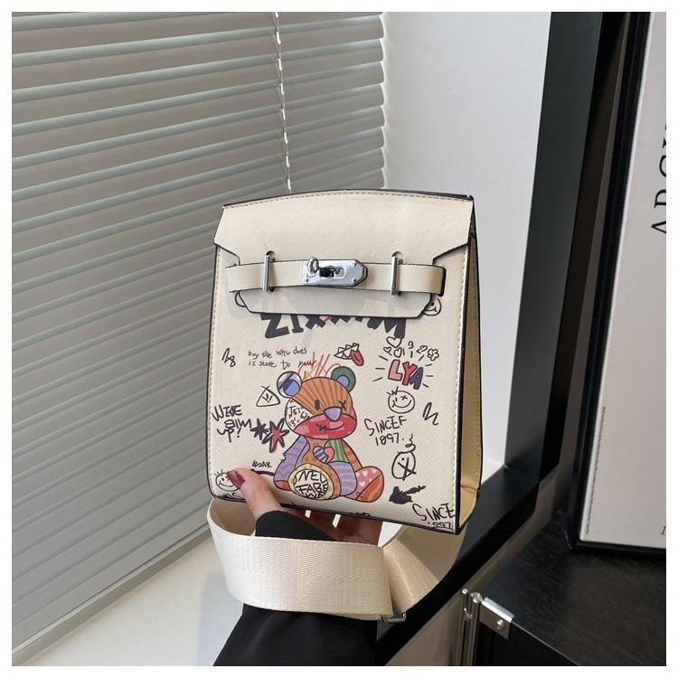 Fashion Cartoon Pattern Women's Bag Mobile Phone Bag 2025 New Crossbody Shoulder Trend Bag Small Square Bag