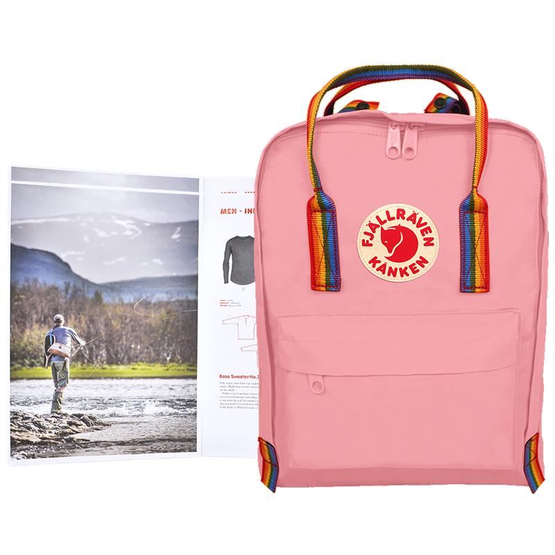 Fjallraven 16L Backpack Outdoor Bag Vinylon Pink & Rainbow Webbing Unisex 23620-312/907