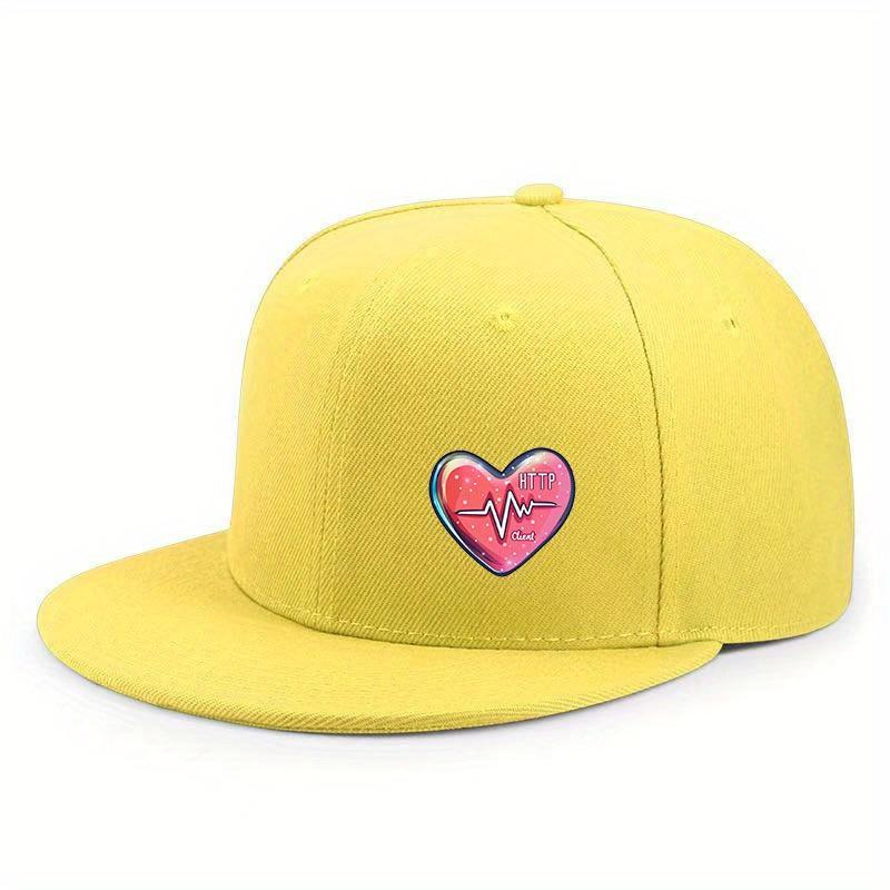 Heartbeat EKG Love Graphic Flat Brim Baseball Cap Polyester Adjustable Casual Snapback for Adults
