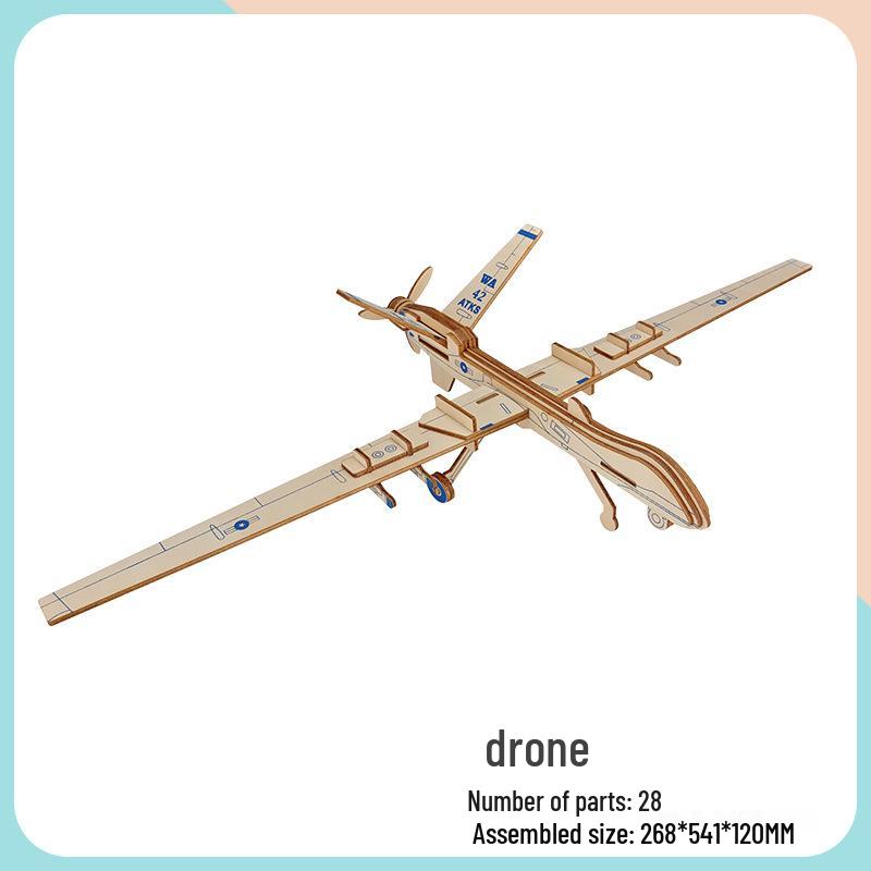 Children's Handmade Wooden Airliner Model 3D Puzzle Educational Toy