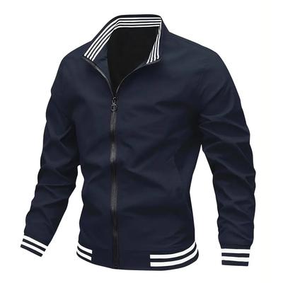Herbst Winter Herren Kleidung Stehkragen Jacke Mantel Streifen Nähte Lässig Mode Sportjacke