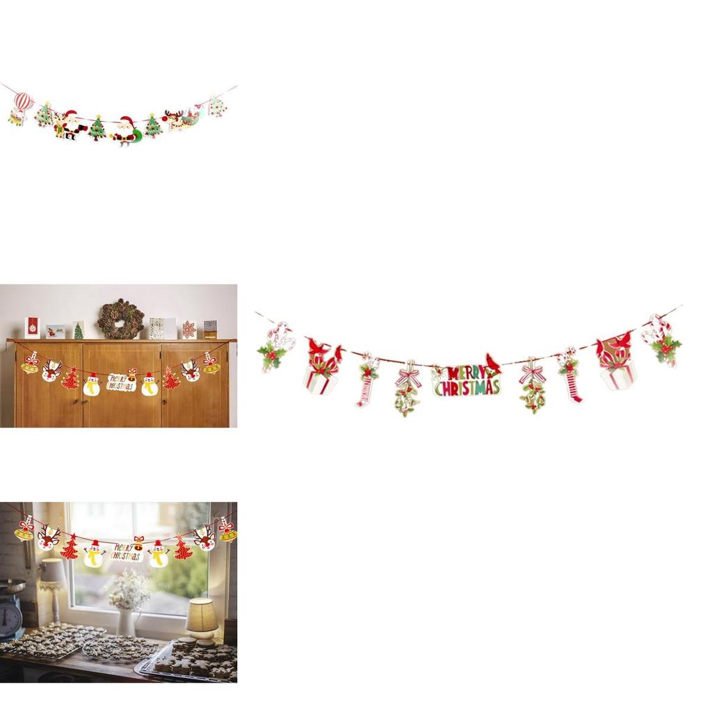 Unique Christmas Pulling Flag Ornament Cartoon Santa Claus Hanging Banner Decor