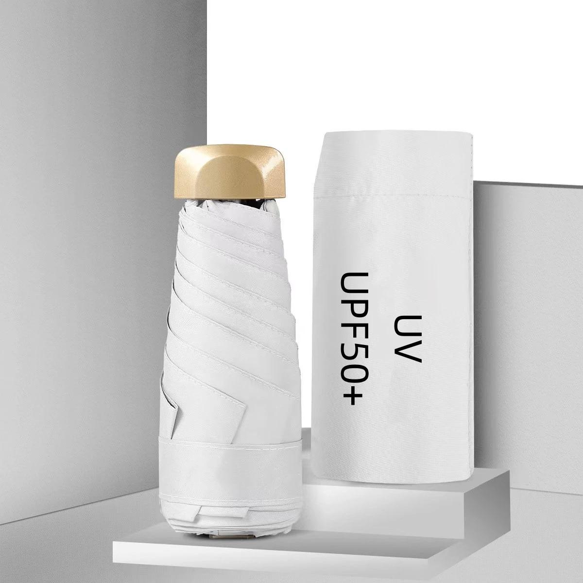 

New Umbrella Mini Portable UV Protection Folding Sun Rain Shield Compact Capsule UPF50+Travel Umbrella IRON&6K білий