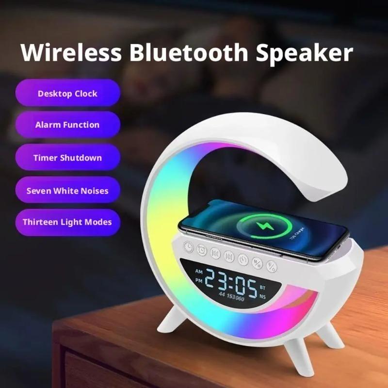 Bluetooth Speaker Wireless Charger Table Lamp RGB Alarm Clock Sound Box LED Portable Mini Party Loudspeaker