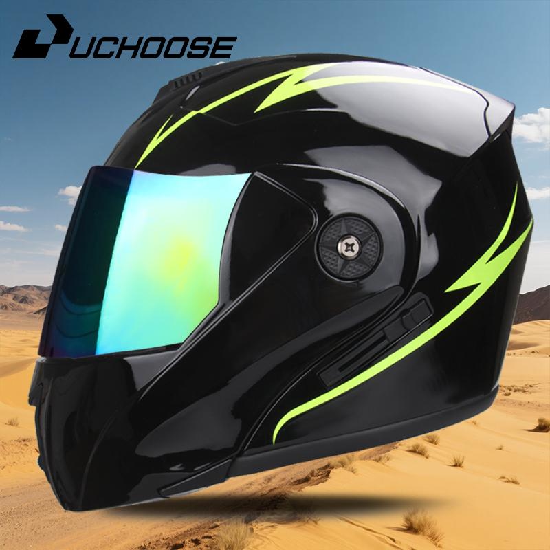UCHOOSE New Motorcycle Helmet Full Face Racing with Double Sun Visor Women Man Flip Up Double Lens DOT