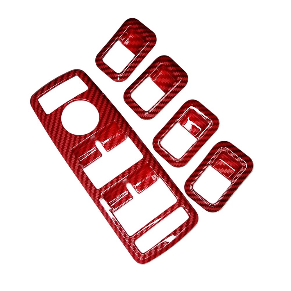 Cadru cu buton de ridicare a geamului mașinii în stil roșu din fibră de carbon pentru Mercedes Benz ABCE GLE GLA CLA GLK Class W176 W204 W212 W166