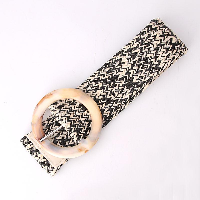 Bohemian Womens Fashion Wide Faux Grass Weave Belt For Dresses And Blouses